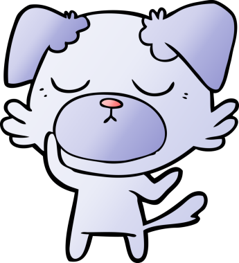 Bir insan tarafından çizilmiş şirin bir çizgi film köpeği.