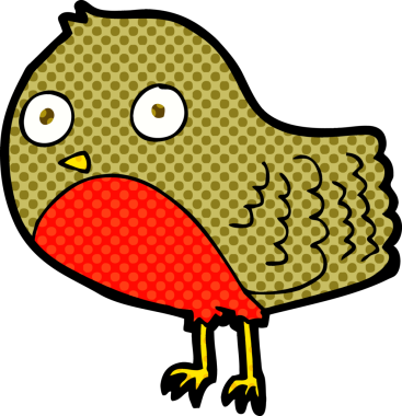 Bir insan tarafından çizilmiş robin çizgi filmi.