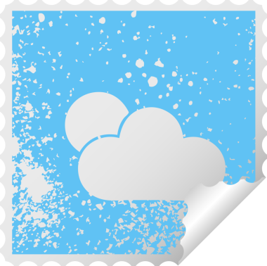 Bir insanın çizdiği güneş ışığı ve bulut desenli derili kare soyma çıkartması.