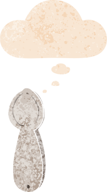 Düşünce baloncuklu çizgi film kaşığı grunge dertli eski moda bir insan tarafından çizilmiş.