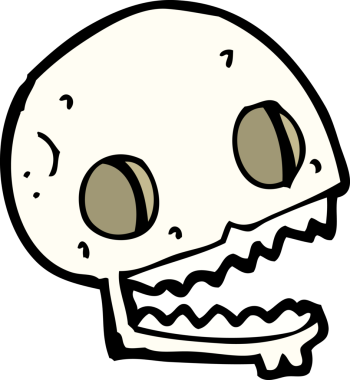 Bir insan tarafından çizilmiş ürkütücü bir kafatası.