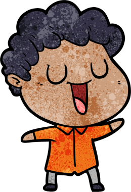 Bir insan tarafından çizilmiş gülen karikatür adam.