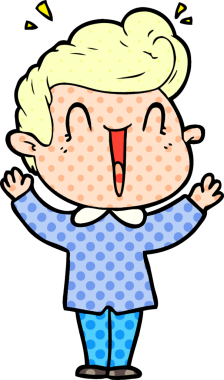 Bir insan tarafından çizilmiş heyecanlı bir çizgi film.