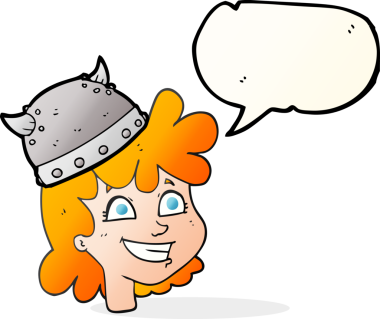 Bir insan tarafından çizilmiş serbest konuşma balonu karikatürü dişi Viking