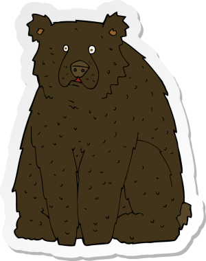 Bir insan tarafından çizilmiş komik bir kara ayının çıkartması.