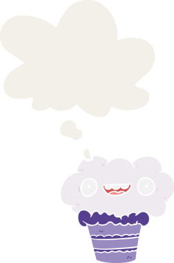 Düşünce baloncuğu olan, insan tarafından çizilmiş bir kek.