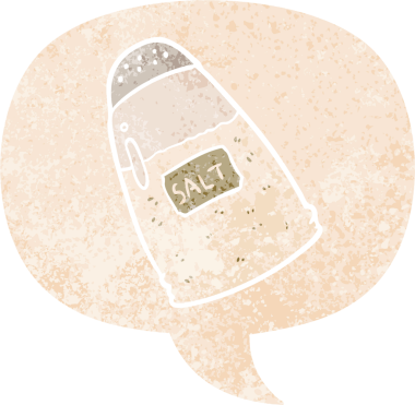 grunge 'de konuşma baloncuğu olan karikatür tuzu bir insan tarafından çizilmiş rahatsız edilmiş retro desen.