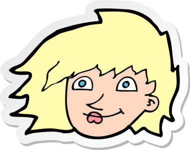 Bir insan tarafından çizilmiş karikatür kadın yüzü çıkartması.