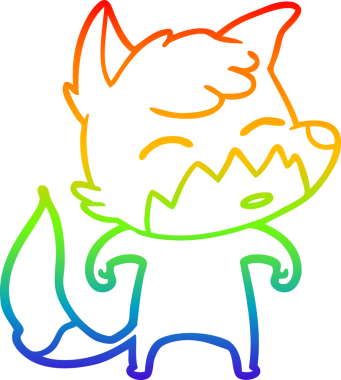 gökkuşağı gradyanı çizimi bir insan tarafından çizilmiş tilki çizgi filmi