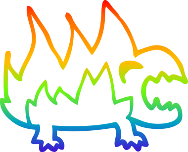 Gökkuşağı gradyan çizgi çizimi Bir insan tarafından çizilen çizgi ateş şeytanı