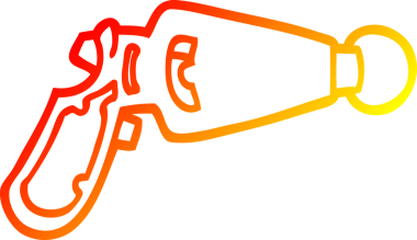 Bir insan tarafından çizilmiş bir ışın tabancasının sıcak eğimli çizgisi.