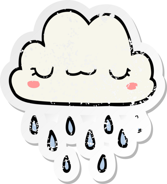 Bir insan tarafından çizilmiş karikatür fırtına bulutunun sıkıntılı çıkartması.