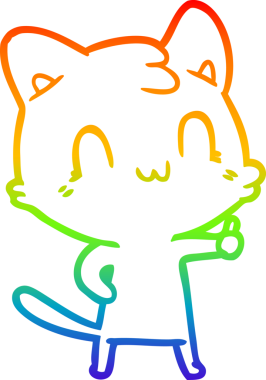 gökkuşağı gradyan çizgi çizimi Bir insan tarafından çizilmiş mutlu kedi