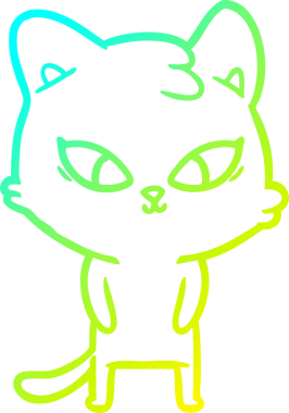 Bir insan tarafından çizilmiş bir çizgi film kedisinin soğuk gradyan çizgisi.