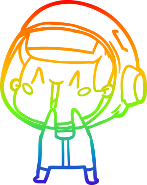 gökkuşağı gradyan çizimi mutlu bir çizgi astronot çizimi bir insan tarafından çizildi