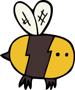 Bir insan tarafından çizilmiş çizgi film arısı.