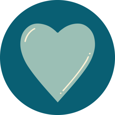 Bir insan tarafından çizilmiş bir kalbin ikonik dövme şekli