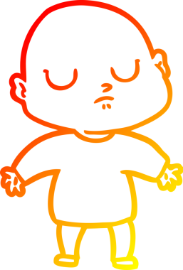 Bir insan tarafından çizilmiş kel bir adamın sıcak çizgi çizimi.