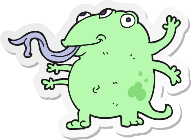 Bir insan tarafından çizilmiş uzaylı çizgi filminin çıkartması.