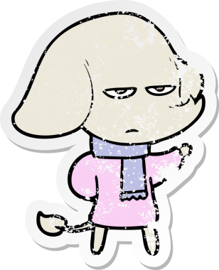 Bir insan tarafından çizilmiş kızgın bir fil çıkartması.