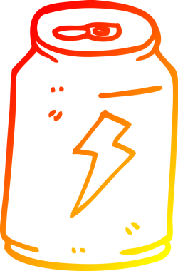 Bir insan tarafından çizilmiş enerji içeceği kutusunun sıcak çizgi çizimi