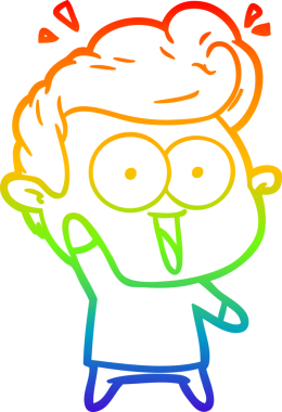 Bir insan tarafından çizilmiş gökkuşağı gradyan çizgi çizimi.