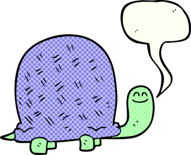 Bir insan tarafından çizilmiş serbest çizilmiş çizgi roman konuşma balonu karikatür kaplumbağası.