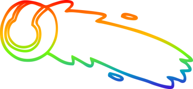 Bir insan tarafından çizilmiş uçan tenis topunun çizgi çizimi.