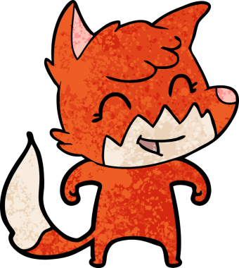 Bir insan tarafından çizilmiş mutlu çizgi film tilkisi.