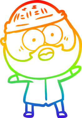 Gökkuşağı gradyan çizgi çizimi Bir insan tarafından çizilen sakallı adam şaşırttı