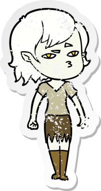 Bir insan tarafından çizilmiş vampir bir kızın sıkıntılı çıkartması.