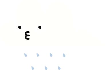 Bir insan tarafından çizilmiş bir yağmur bulutunun düz renkli retro karikatürü