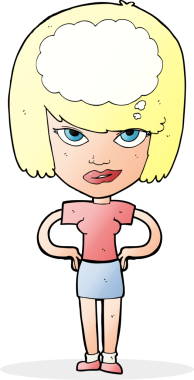 Bir insan tarafından çizilmiş bir çizgi film kadını.