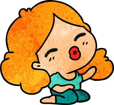 Bir insan tarafından çizilmiş, el yazısıyla çizilmiş tatlı bir kawai kızı karikatürü.