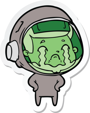 Bir insan tarafından çizilmiş ağlayan bir astronotun çıkartması.