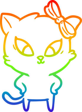 gökkuşağı gradyanı çizimi bir insan tarafından çizilmiş çizgi film kedisi