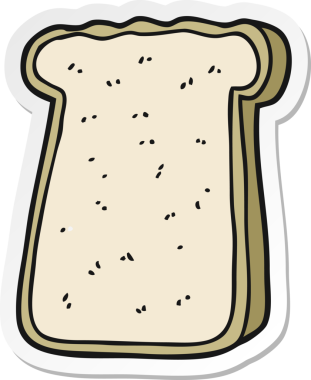 Bir insan tarafından çizilmiş bir tost diliminin çıkartması.