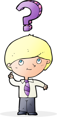 bir insan tarafından çizilmiş bir soruyu cevaplayan karikatür okulu çocuğu.