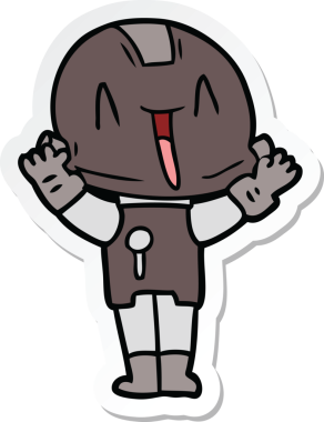 Bir insan tarafından çizilmiş robot karikatür çıkartması.