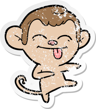 Bir insan tarafından çizilmiş komik bir maymunun sıkıntılı çıkartması.