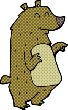 Bir insan tarafından çizilmiş çizgi film ayısı.