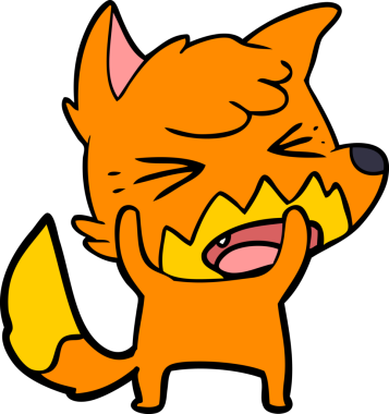 Bir insan tarafından çizilmiş kızgın çizgi film tilkisi.