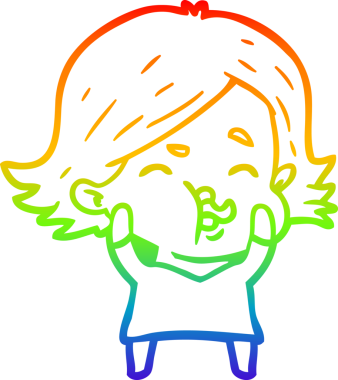 Gökkuşağı gradyan çizgi çizimi Bir insan tarafından çizilen bir kız karikatürü