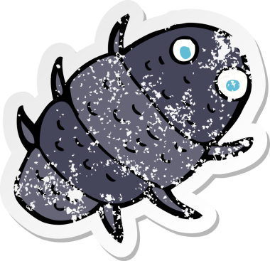 Bir insan tarafından çizilmiş bir karikatür böceğinin gerilimli yapıştırması