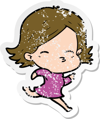 Bir insan tarafından çizilmiş karikatür bir kadının sıkıntılı çıkartması.