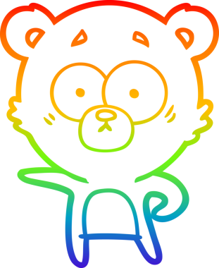 gökkuşağı gradyan çizimi şaşırmış bir kutup ayısı karikatürü bir insan tarafından çizildi