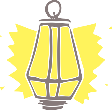 Bir insan tarafından çizilmiş düz renkli fener çizimi