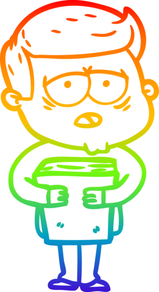 Gökkuşağı gradyan çizgi çizimi bir insan tarafından çizilmiş yorgun bir adam