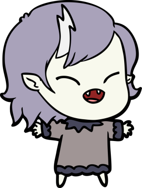 Bir insan tarafından çizilmiş gülen vampir kız çizgi filmi.