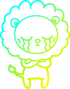 Bir insan tarafından çizilmiş ağlayan bir aslanın soğuk gradyan çizgisi.